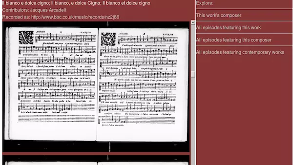 The SLoBR interface, joining our Linked Data from Early Music Online with the BBC Early Music Programme 